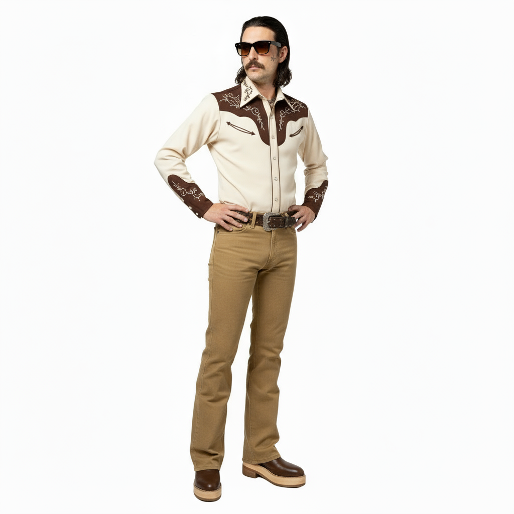 2000’S CUSTOM MADE PLATFORM HEEL BROWN LEATHER ROPER COWBOY BOOTS 10