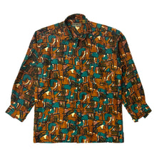 Cargar imagen en el visor de la galería, 1990’S ROBERT STOCK 100% SILK PATTERNED L/S B.D. SHIRT X-LARGE
