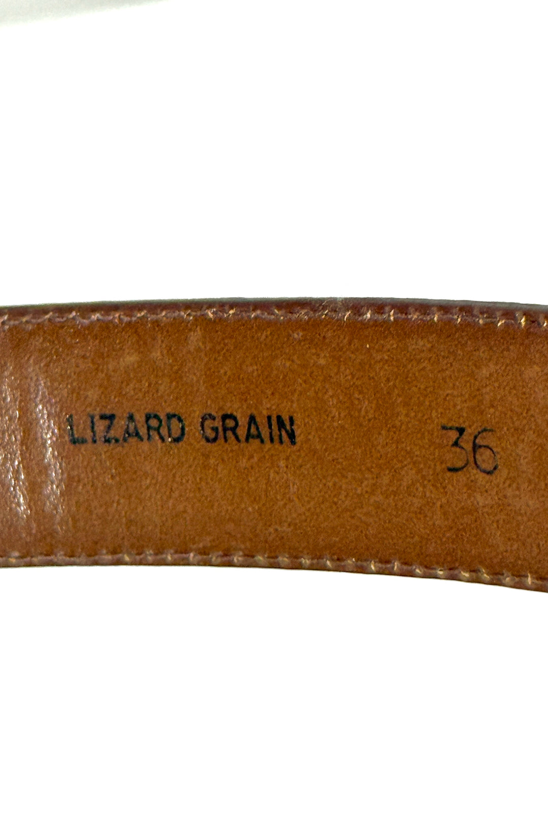 1990’S WESTERN SILVERTONE LIZARD GRAIN LEATHER BELT 36