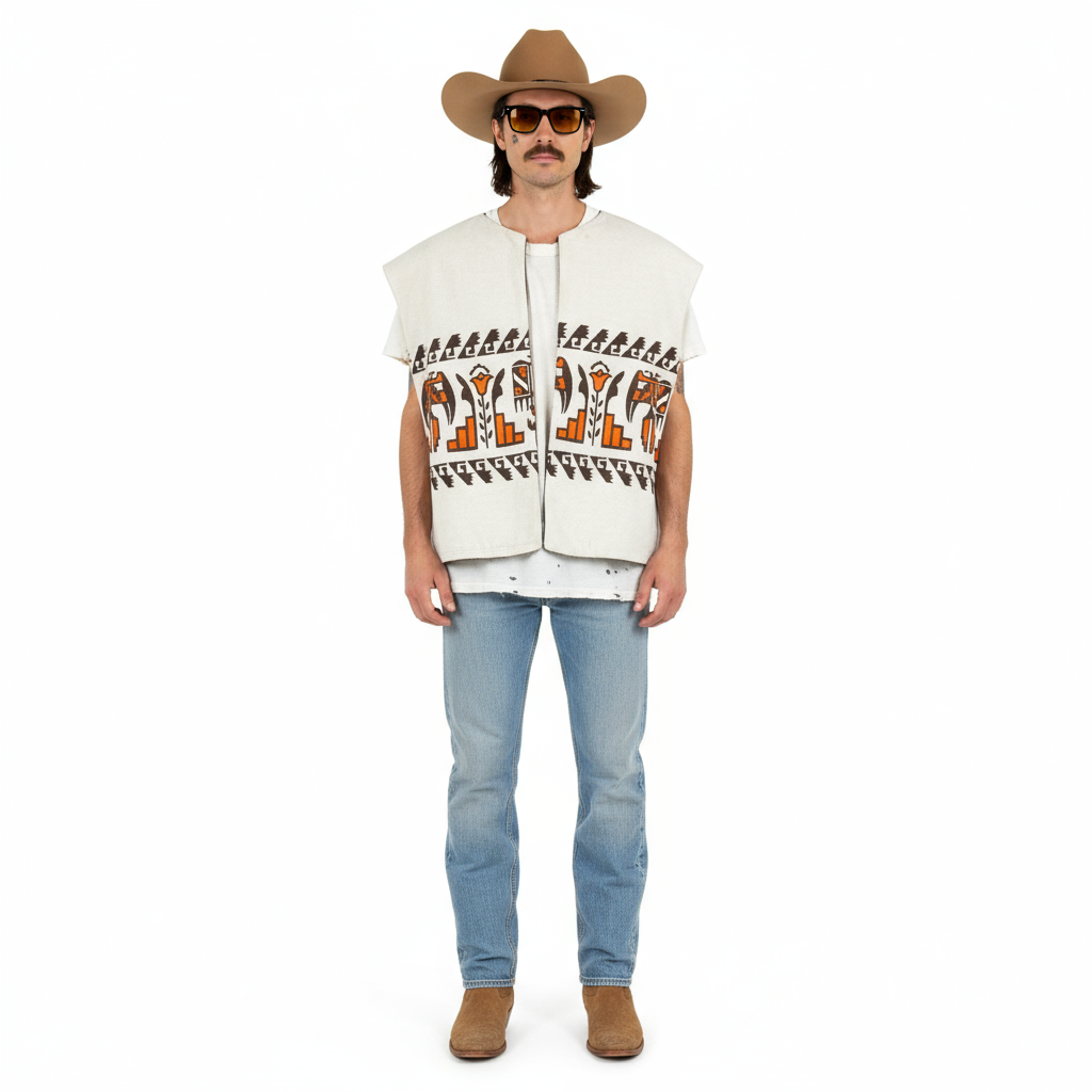 1970’S NIZHONIE PUEBLO DESIGN MADE IN USA SHERPA LINED OVERSIZED DRAPEY SHAWL CAPE X-LARGE