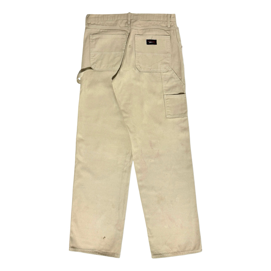 1990’S UNION LINE MADE IN USA KHAKI CARPENTER WORKWEAR PANTS 34 X 34