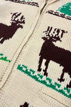 Load image into Gallery viewer, 1960’S REINDEER COWICHAN MADE IN CANADA CROPPED KNIT WOOL ZIP SWEATER JACKET XX-LARGE
