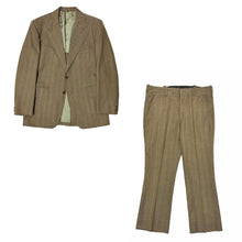 Load image into Gallery viewer, 1960’S CUSTOM TAN STRIPE UNION MADE IN USA 2 PIECE WOOL WIDE LAPEL BOOTCUT SUIT MEDIUM
