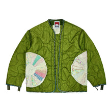 Load image into Gallery viewer, MASK “FLOWER BOMB” HAND CHAINSTITCHED CROPPED MILITARY LINER JACKET LARGE
