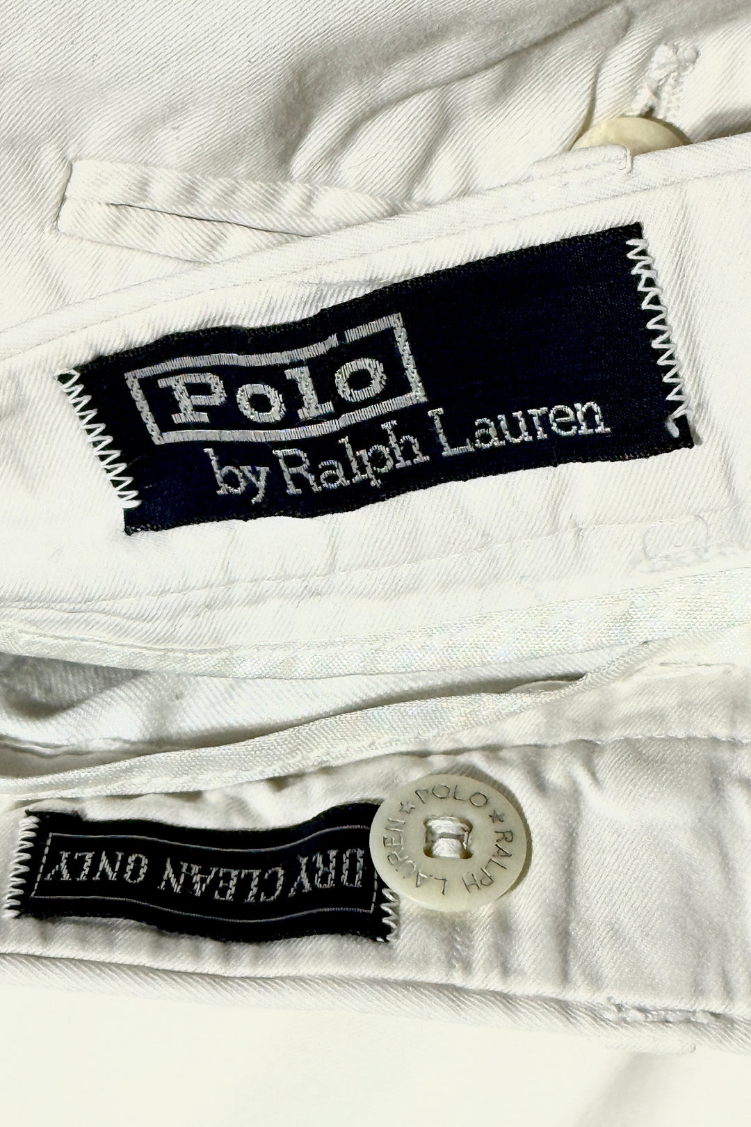 1990’S RALPH LAUREN MADE IN USA SILK/LINEN BLEND HIGH WAISTED PLEATED IVORY TROUSER PANTS 34 X 30