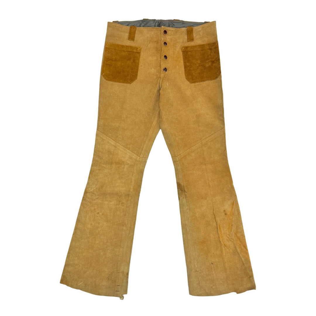 1960’S SUEDE LEATHER IN USA LEATHER FLARED LEG PANTS 36 X 32