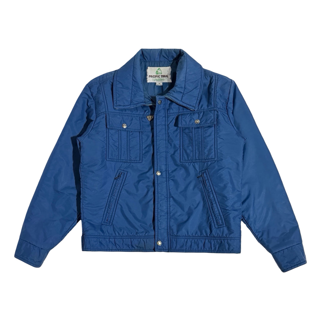 1970’S PACIFIC TRAIL MADE IN USA CROPPED BLUE INSULATED SKI TRUCKER JACKET LARGE