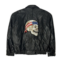 Load image into Gallery viewer, 1990’S SKULL EMBROIDERED PATCHWORK LEATHER JACKET LARGE
