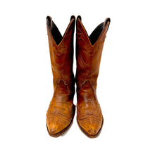 Load image into Gallery viewer, 1980’S CODE WEST BY DAN POST MADE IN USA WESTERN CUT OUT PANEL LEATHER COWBOY BOOTS 9.5
