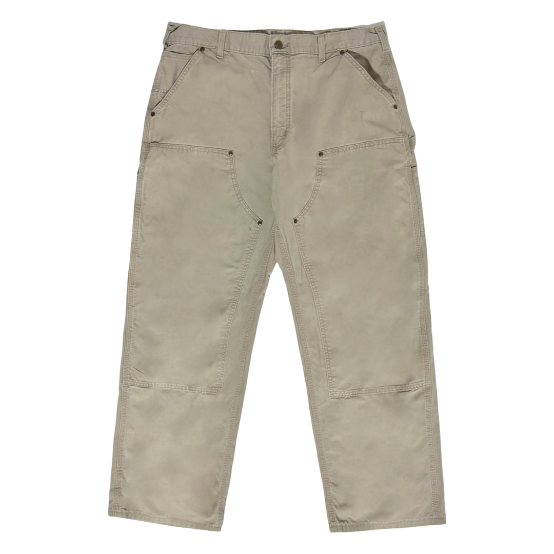 Y2K Carhartt stone khaki carpenter pants front