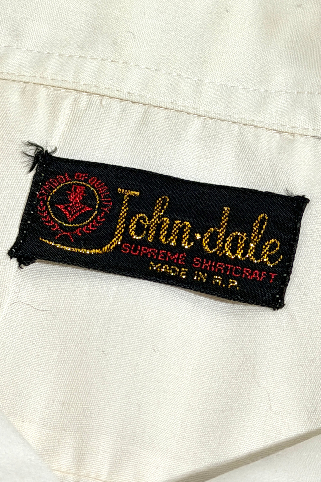 1960’S JOHN DALE PUERTO RICAN EMBROIDERED GUAYABERA CAMP COLLAR S/S B.D. SHIRT LARGE