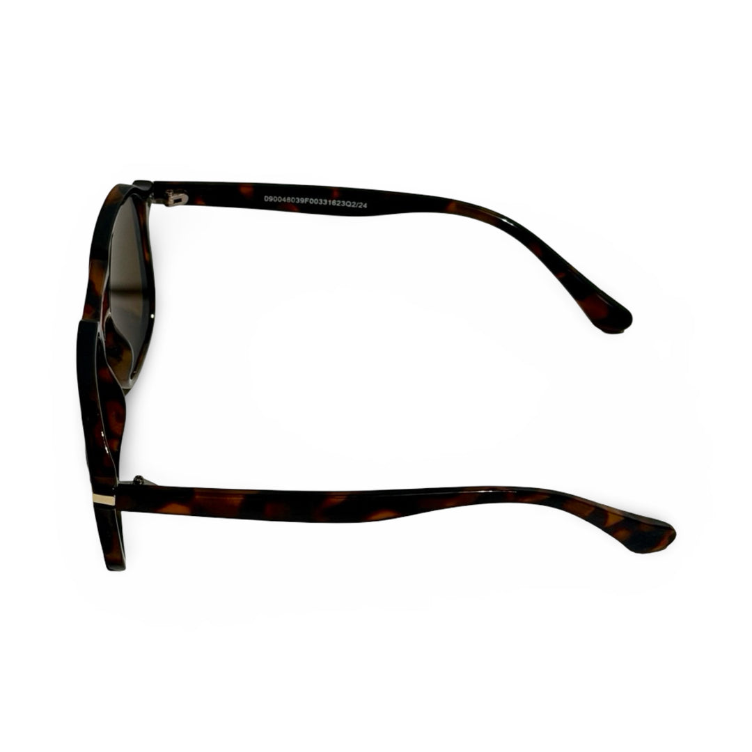 1990’S TORTOISE ACETATE BROWN LENS SQUARE AVIATOR SUNGLASSES