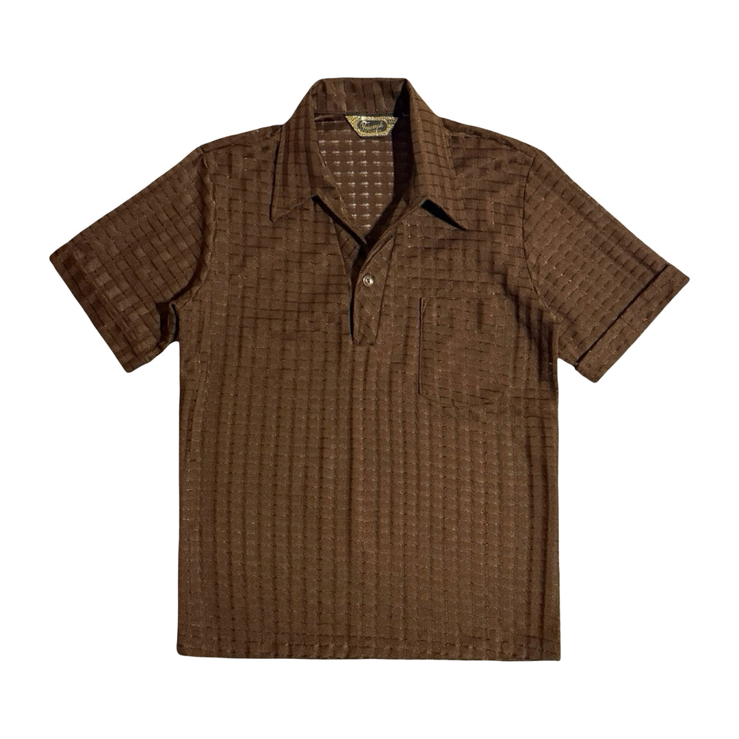 1960’S TRIUMPH OF CALIFORNIA MADE IN USA CROPPED KNIT S/S B.D. POLO SHIRT MEDIUM