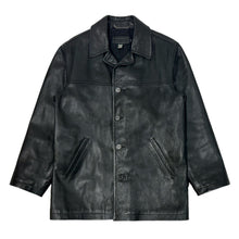 Load image into Gallery viewer, 1990’S J CREW COW HIDE LEATHER WOOL LINED LONG COAT JACKET LARGE
