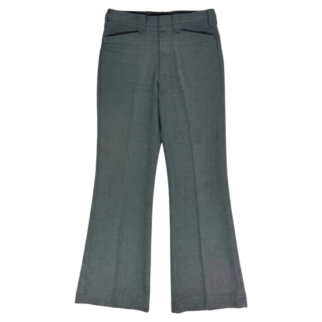 1970’S FARAH WESTERNWEAR MADE IN USA DARK MARLED GRAY WESTERN BOOTCUT FROG POCKET PANTS 30 X 30