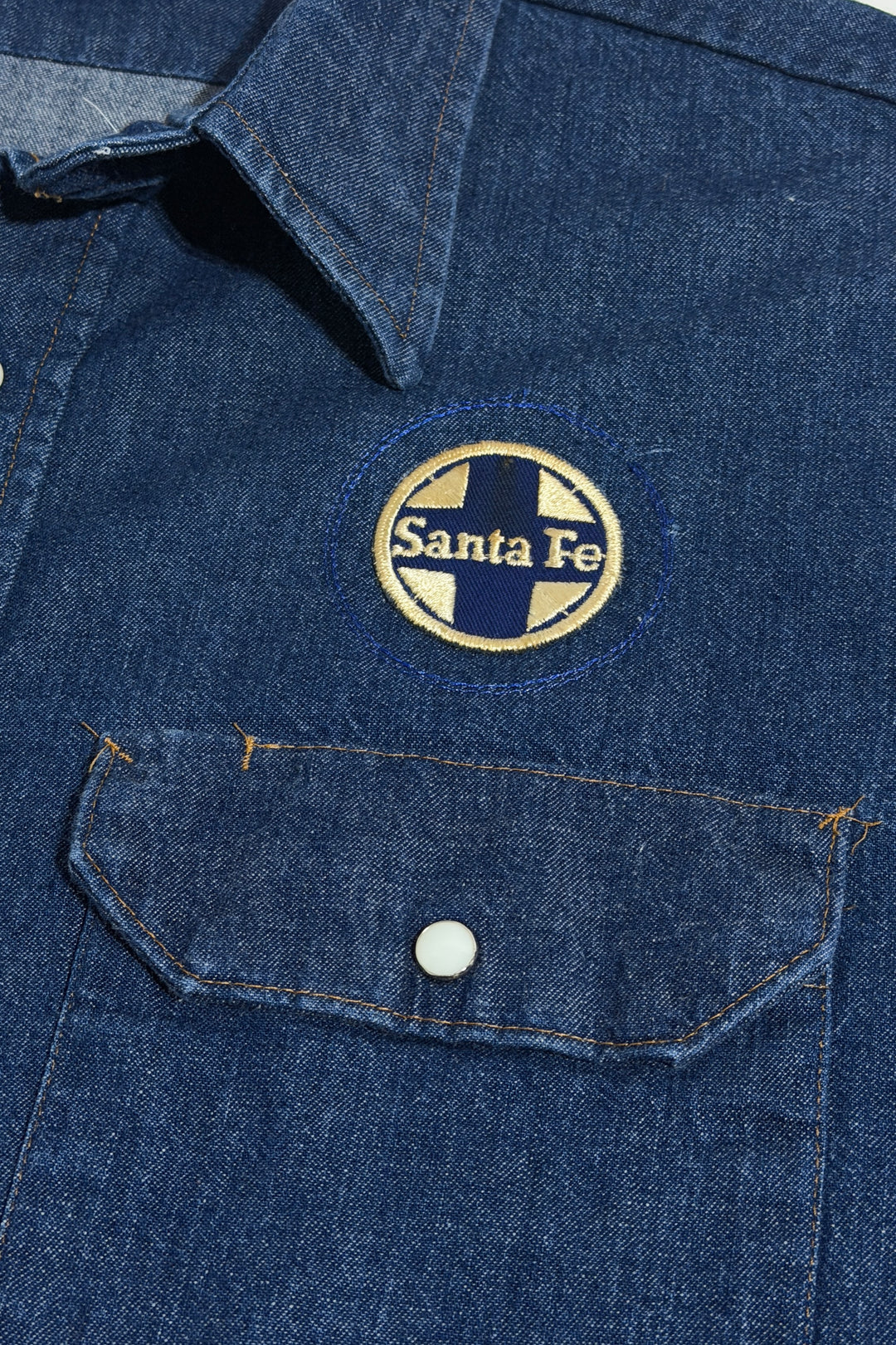 1980’S BIG BEN MADE IN USA WESTERN DENIM PEARL SNAP L/S B.D. WORK SHIRT X-LARGE