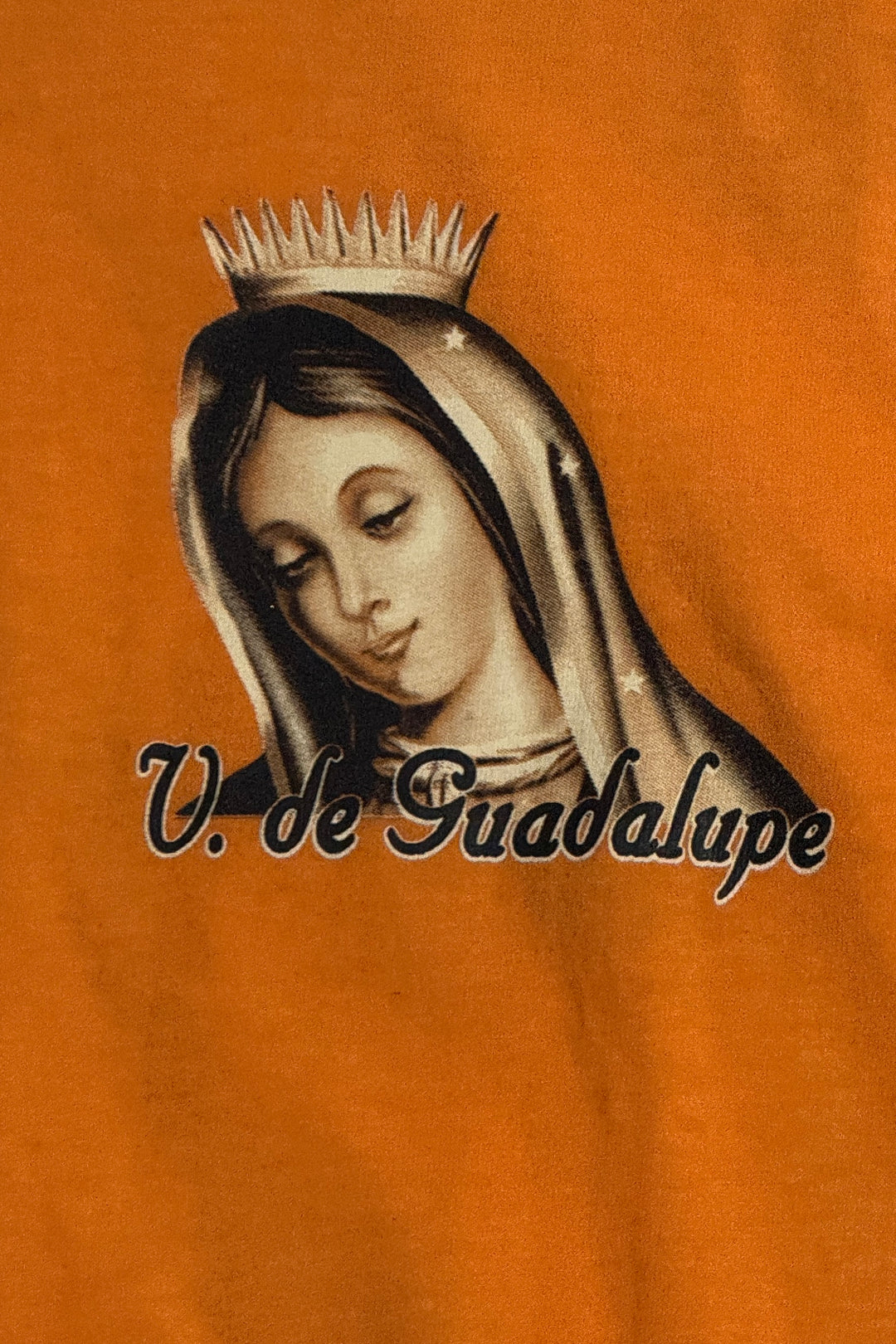 1990’S DEADSTOCK CROPPED VIRGEN DE GUADALUPE DUAL PRINT S/S T-SHIRT SMALL / YOUTH XL