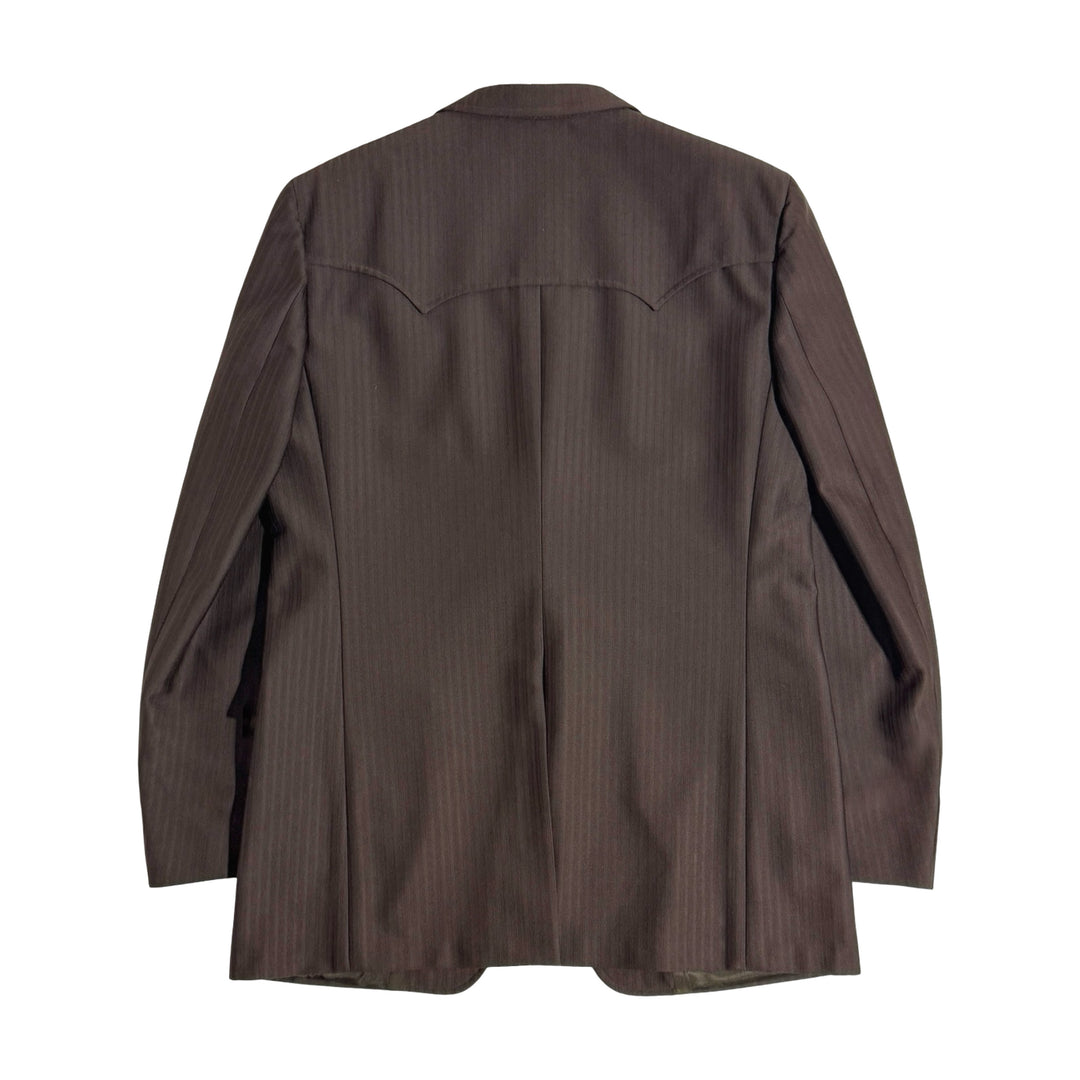 1970’S DALLAS WESTERN APPAREL MADE IN USA GHOST STRIPE BROWN 3 PIECE SUIT 44R