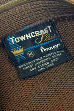 Load image into Gallery viewer, 1940’S PENNEY’S TOWNCRAFT MADE IN USA LAMBSKIN SUEDE CROPPED KNIT WOOL CARDIGAN SWEATER LARGE
