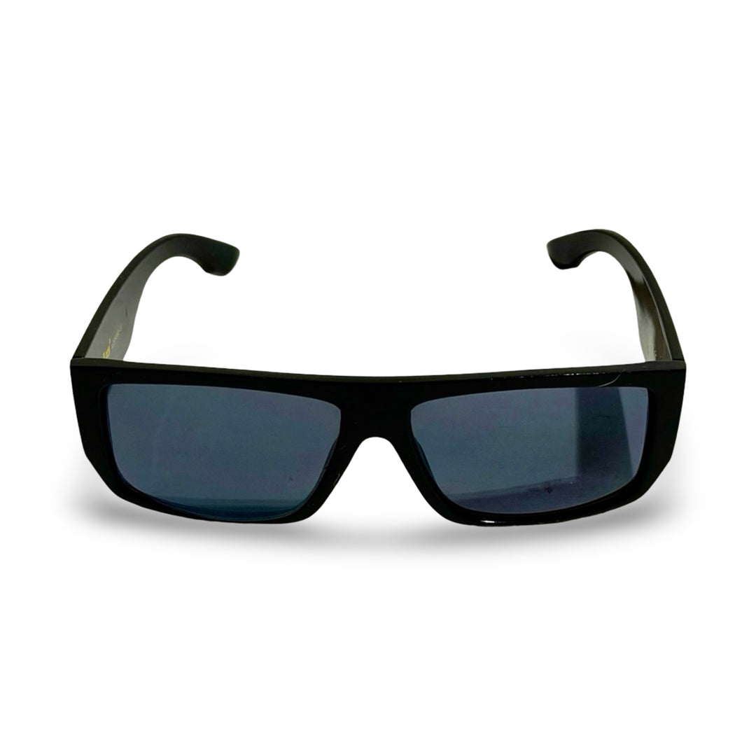 2000’S LOCS THICK BLACK ACETATE WRAPAROUND FRAME WITH BLACK LENSE SUNGLASSES