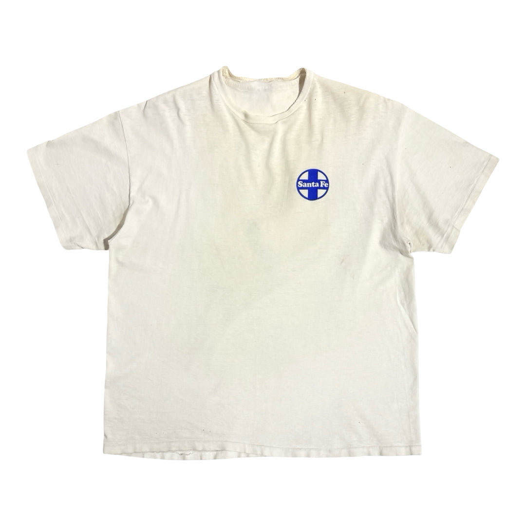 1990’S SANTA FE RAILWAYS MADE IN USA THRASHED AND REPAIRED SINGLE STITCH S/S T-SHIRT X-LARGE