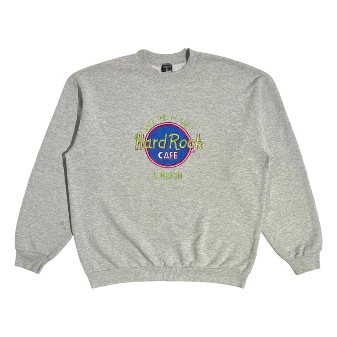 1990’S HARD ROCK LONDON MADE IN USA FLEECE CREWNECK SWEATER X-LARGE