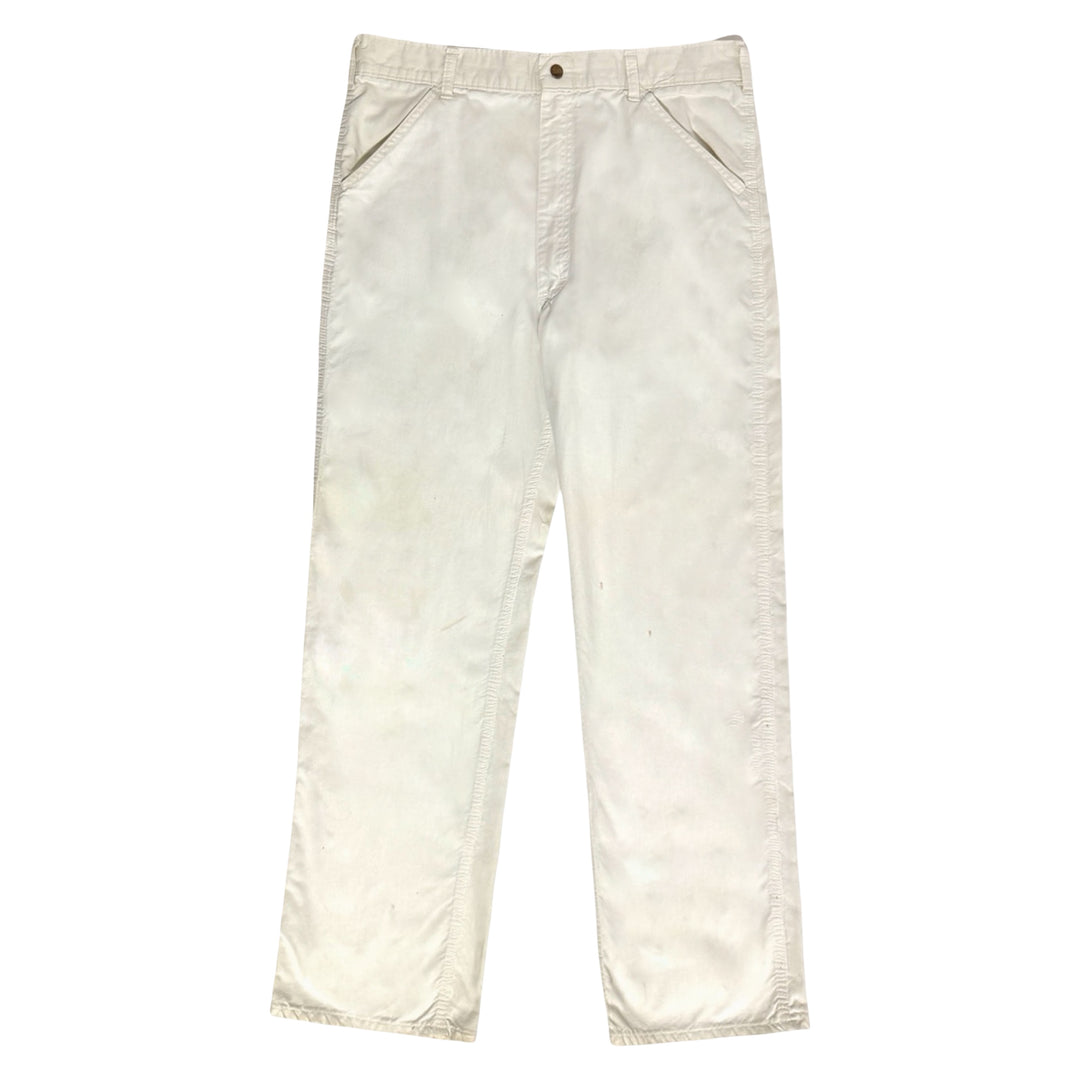 1970’S LEE MADE IN USA OFF WHITE PAINTER CARPENTER WORKWEAR PANTS 34 X 34