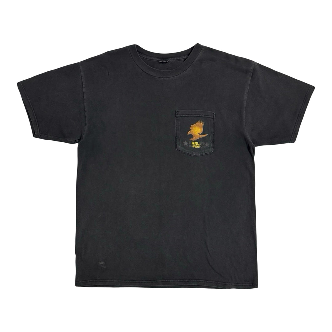 1990’S HARLEY DAVIDSON SANTA FE MADE IN USA FADED BLACK S/S T-SHIRT LARGE