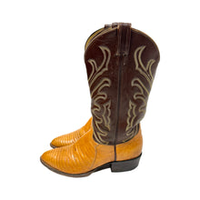 Load image into Gallery viewer, 1980’S TONY LAMA MADE IN USA LIZARD LEATHER BROWN COWBOY BOOTS 9
