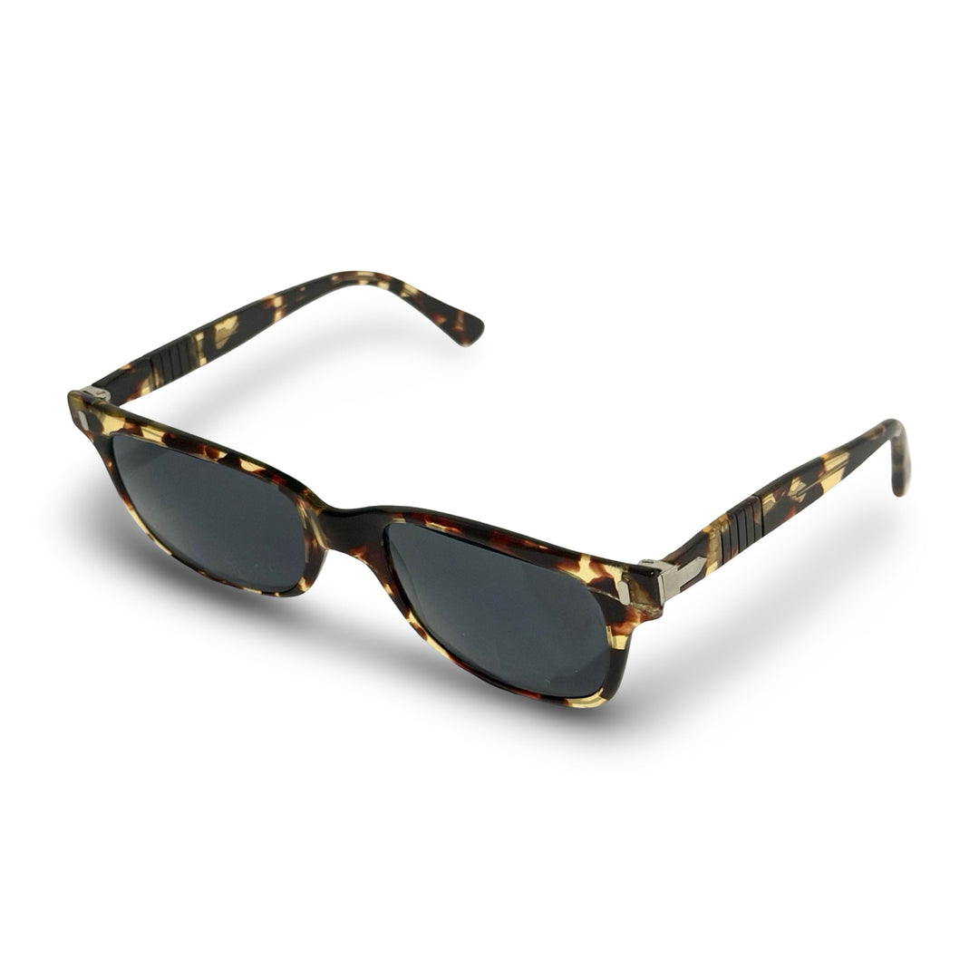 1960’S PERSOL MADE IN ITALY REPAIRED TORTOISE SHELL ACETATE SMOKE LENSE WAYFARER SUNGLASSES