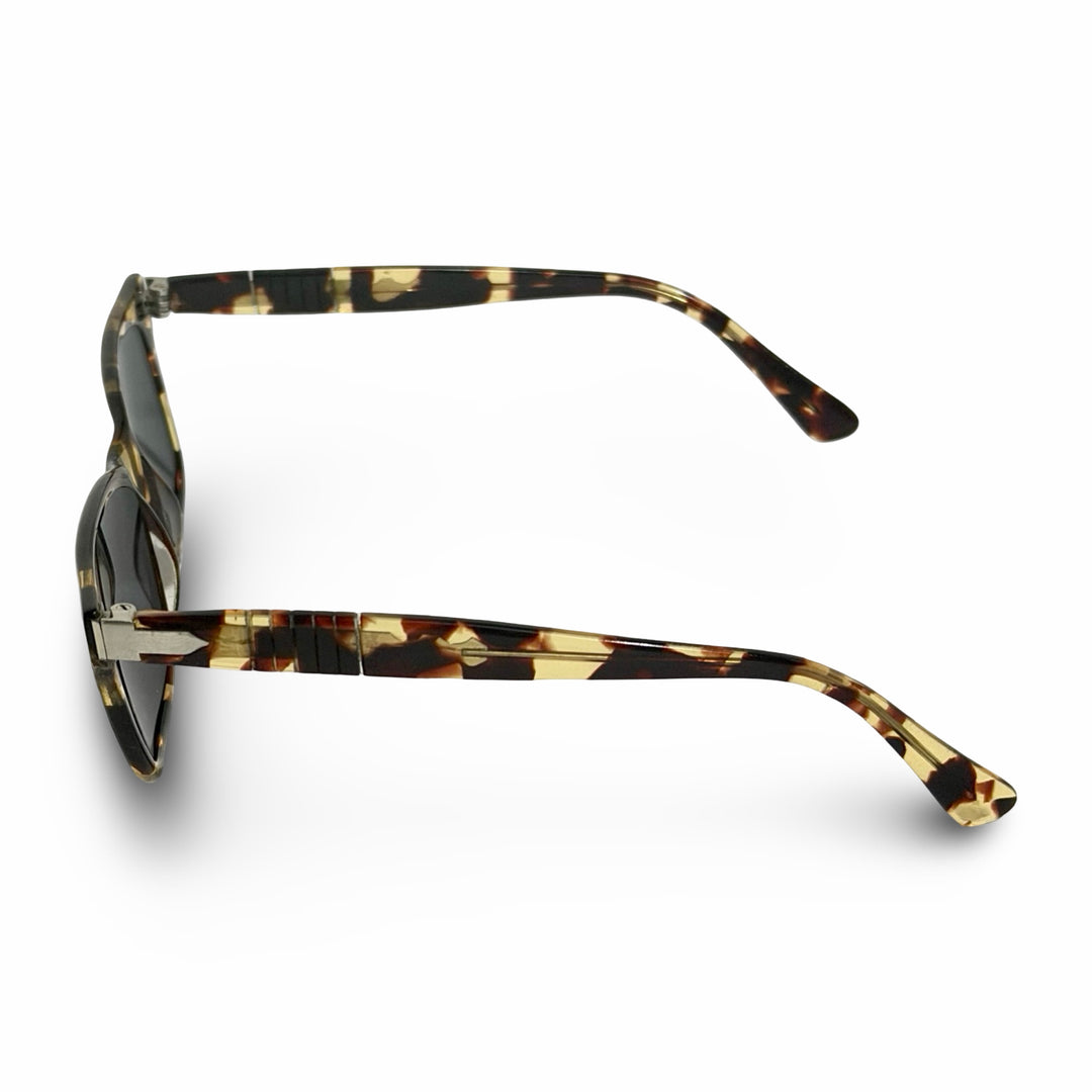 1960’S PERSOL MADE IN ITALY REPAIRED TORTOISE SHELL ACETATE SMOKE LENSE WAYFARER SUNGLASSES
