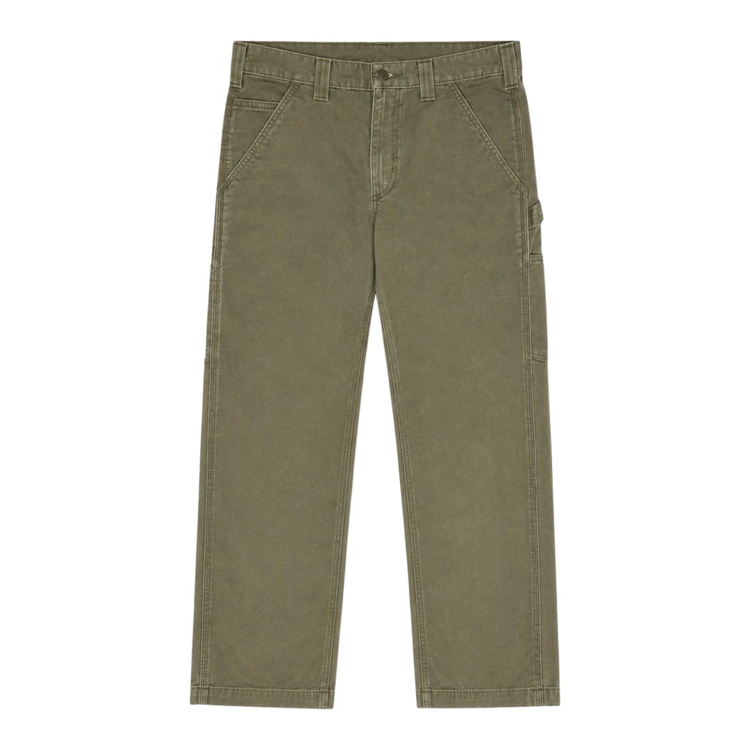 2000’S CARHARTT FADED OLIVE GREEN CANVAS CARPENTER WORKWEAR PANTS 30 X 30