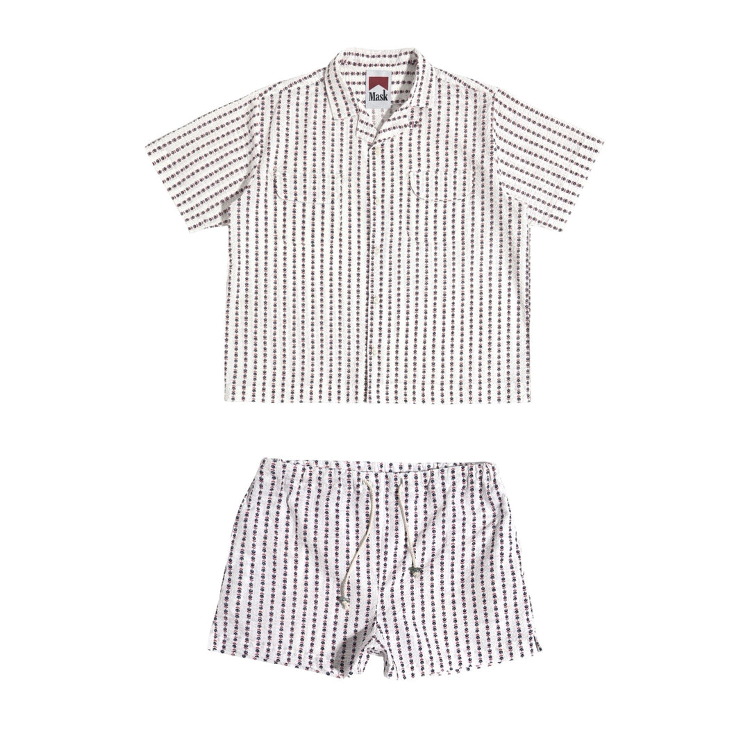 1960’S MASK HANDMADE FLORAL PRINTED SEERSUCKER SUMMER SET M/L