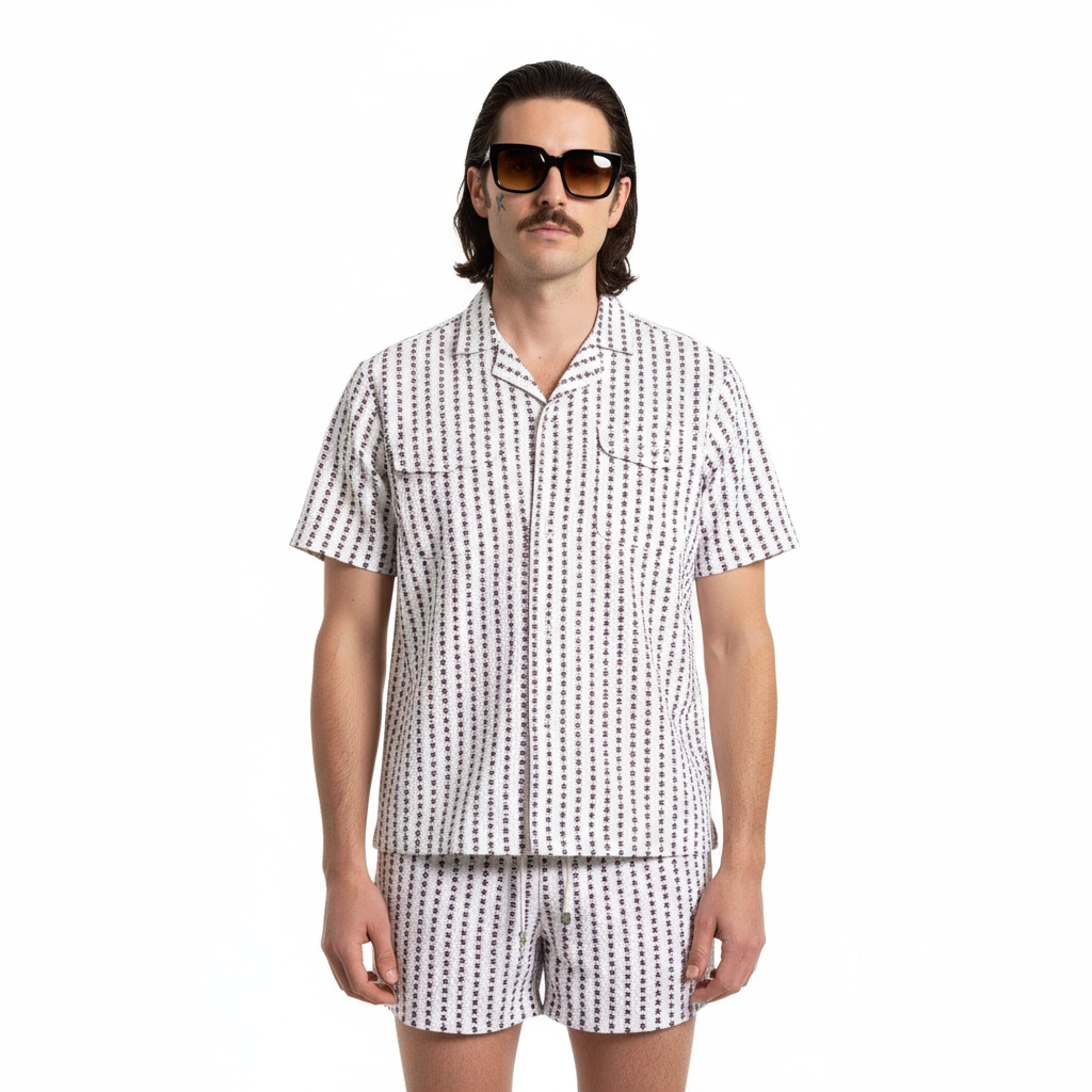 1960’S MASK HANDMADE FLORAL PRINTED SEERSUCKER SUMMER SET M/L