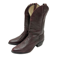 Load image into Gallery viewer, 1980’S ELK LEATHER MADE IN USA BLACK CHERRY COWBOY BOOTS 11.5
