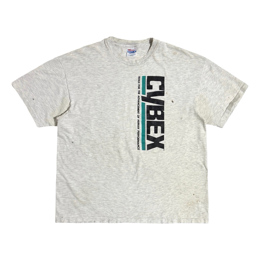 1990’S CYBEX GYM EQUIPMENT MADE IN USA THRASHED SINGLE STITCH GREY S/S T-SHIRT X-LARGE