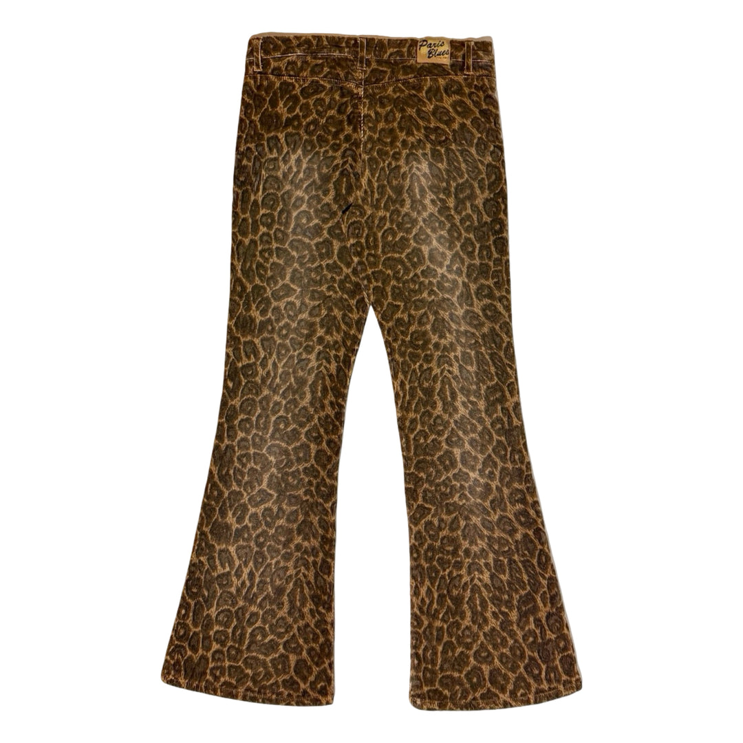 1990’S PARIS BLUES LEOPARD PRINT CORDUROY FLARED LEG LOW RISE PANTS 30 X 28