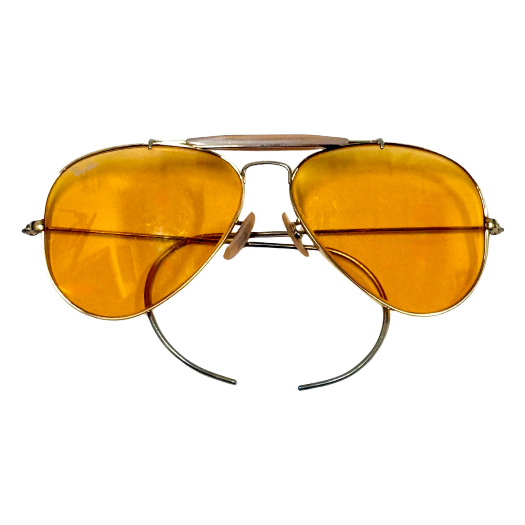 1970’S RAY-BAN MADE IN USA SHOOTER YELLOW LENSE AVIATOR SUNGLASSES