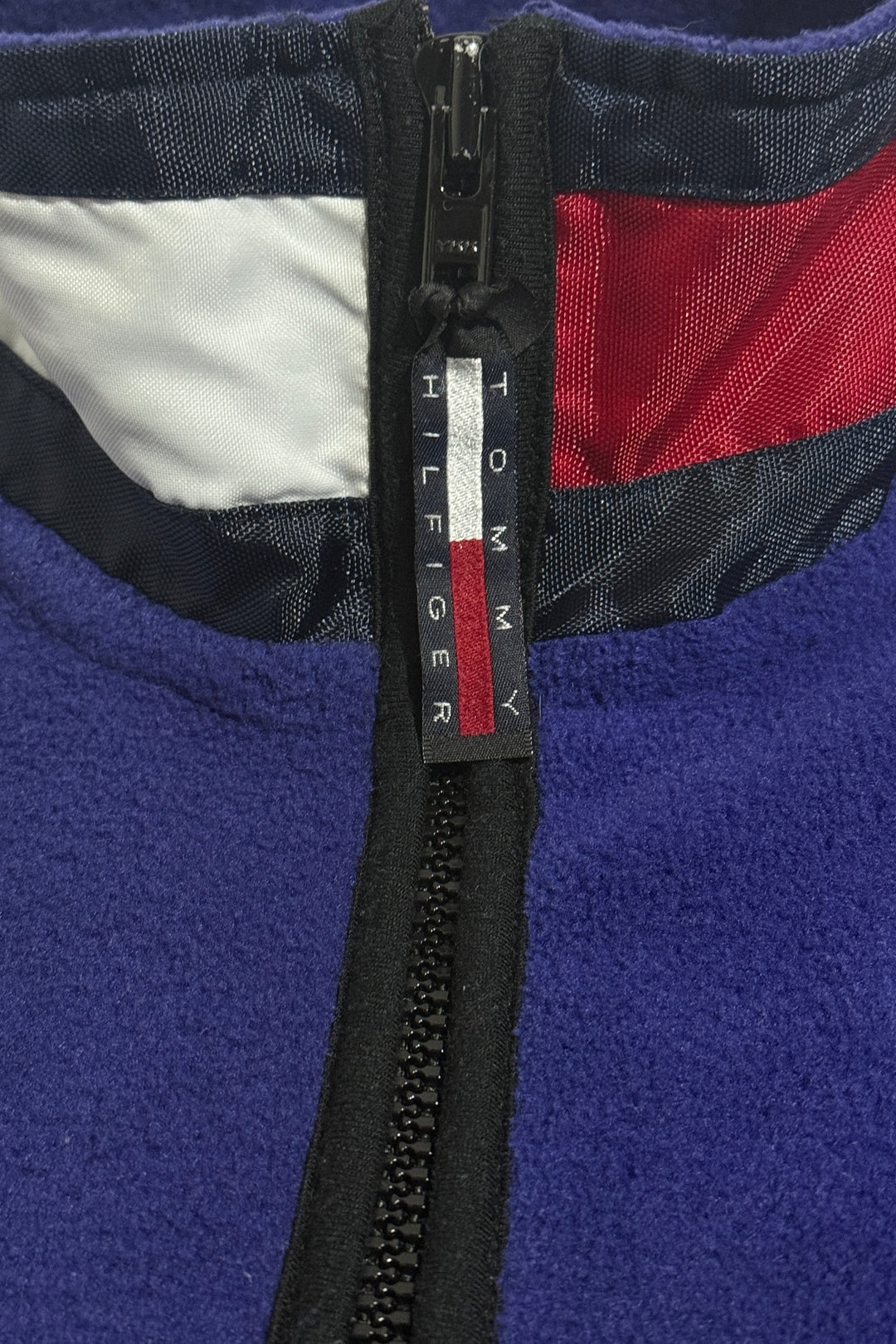 1990’S TOMMY HILFIGER SHERPA FLEECE FULL ZIP SWEATER LARGE