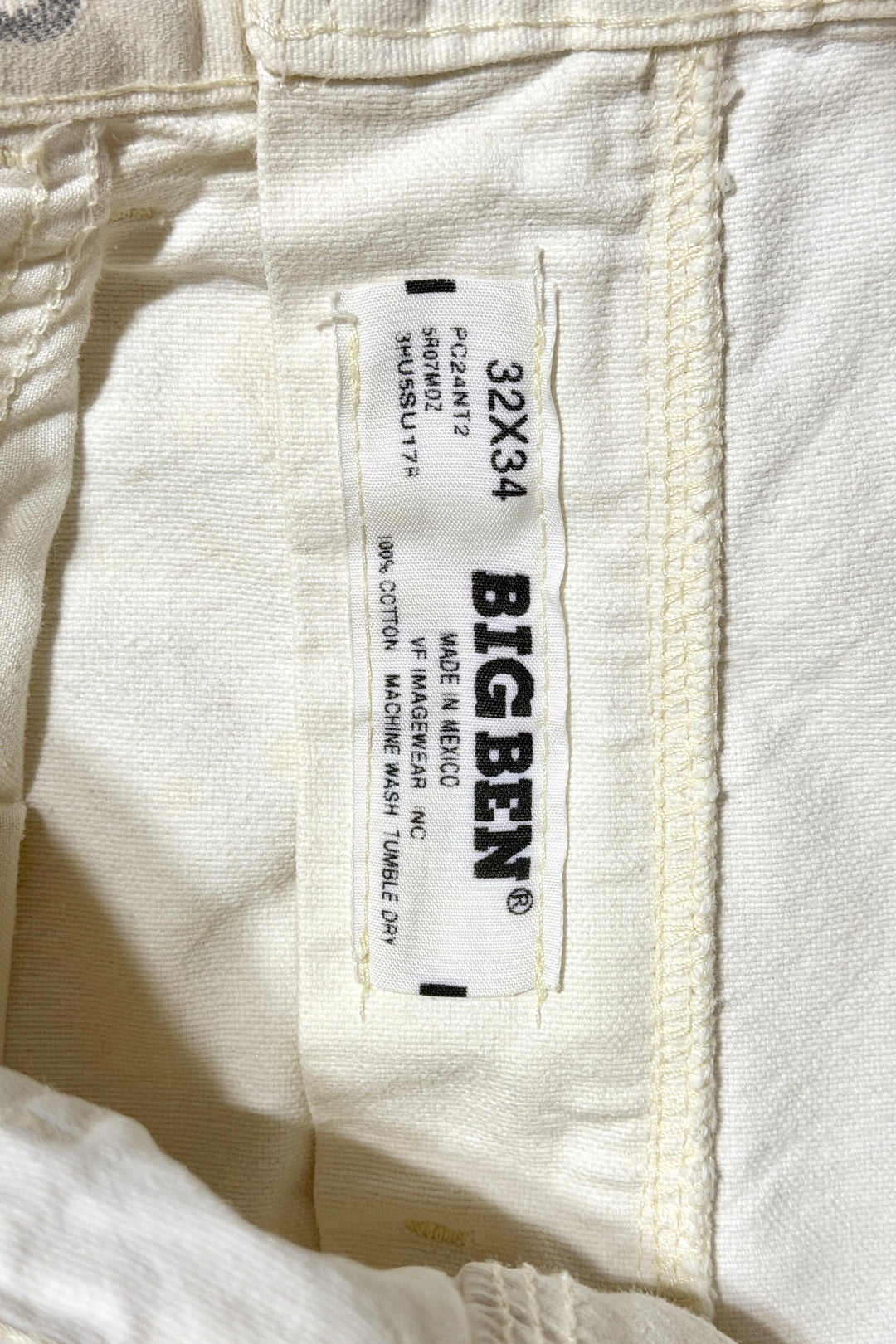 1990’S BIG BEN THRASHED WHITE DROP CLOTH PAINTER’S PANTS 30 X 36