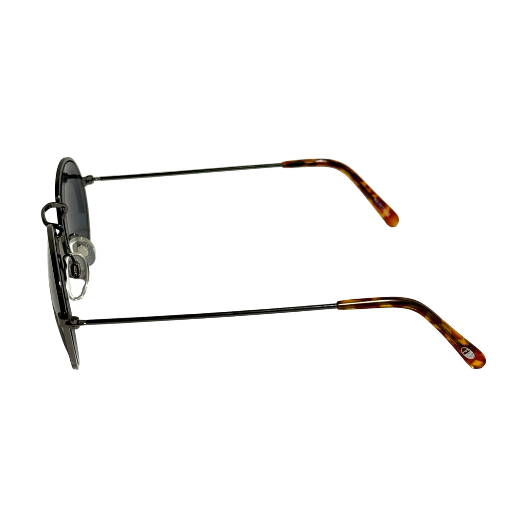 1980’S DEADSTOCK ROUND BLACK WIRE FRAME SMOKE LENSE SUNGLASSES