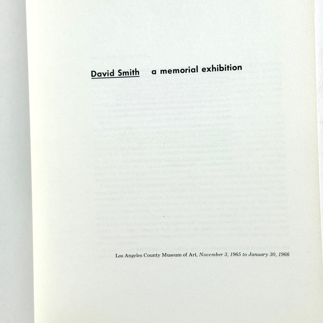 DAVID SMITH A MEMORIAL EXHIBITION BOOK