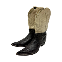 Load image into Gallery viewer, 1990’S BOSS BOOTS MADE IN MEXICO BLACK POINTED TOE OSTRICH LEATHER COWBOY BOOTS 9
