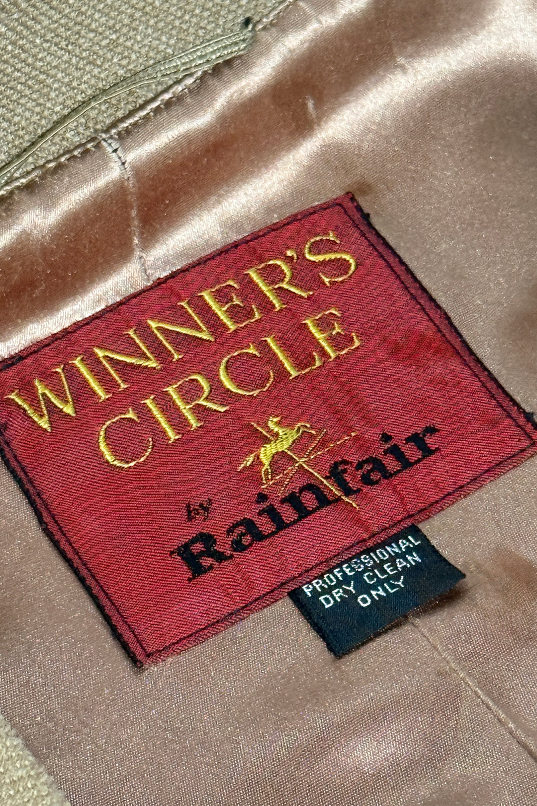 1960’S RAINFAIR MADE IN USA WOVEN WATERPROOF WOOL SATIN LINED LONG COAT JACKET MEDIUM