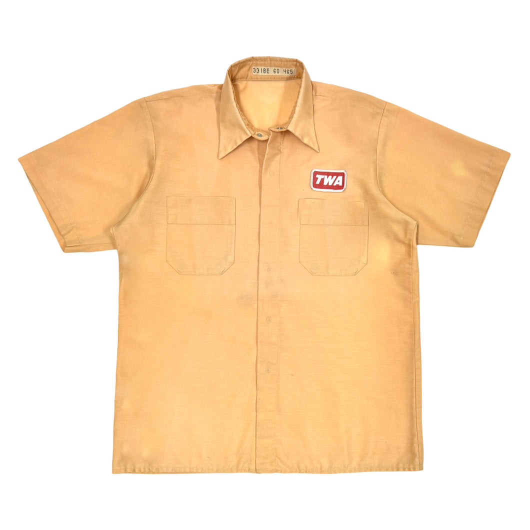 1960’S TWA MADE IN USA SUN FADED S/S B.D. WORK SHIRT LARGE