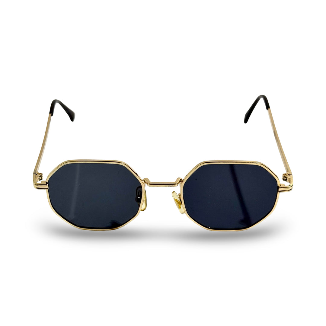 1980’S GOLD FRAME OCTAGON BLACK LENS SUNGLASSES