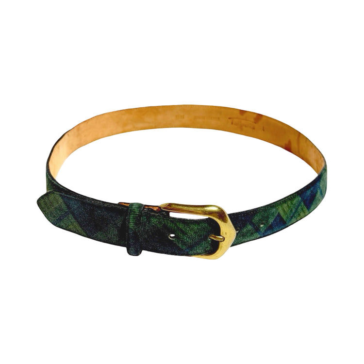 Talbots plaid leather belt full view