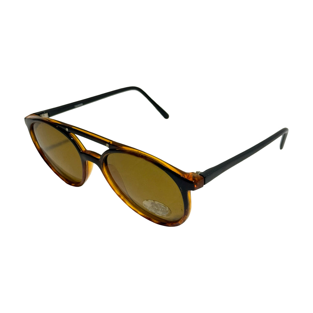 1980’S DEADSTOCK PANTO BROW BAR TORTOISE SHELL AVIATOR HAVANA LENSE SUNGLASSES