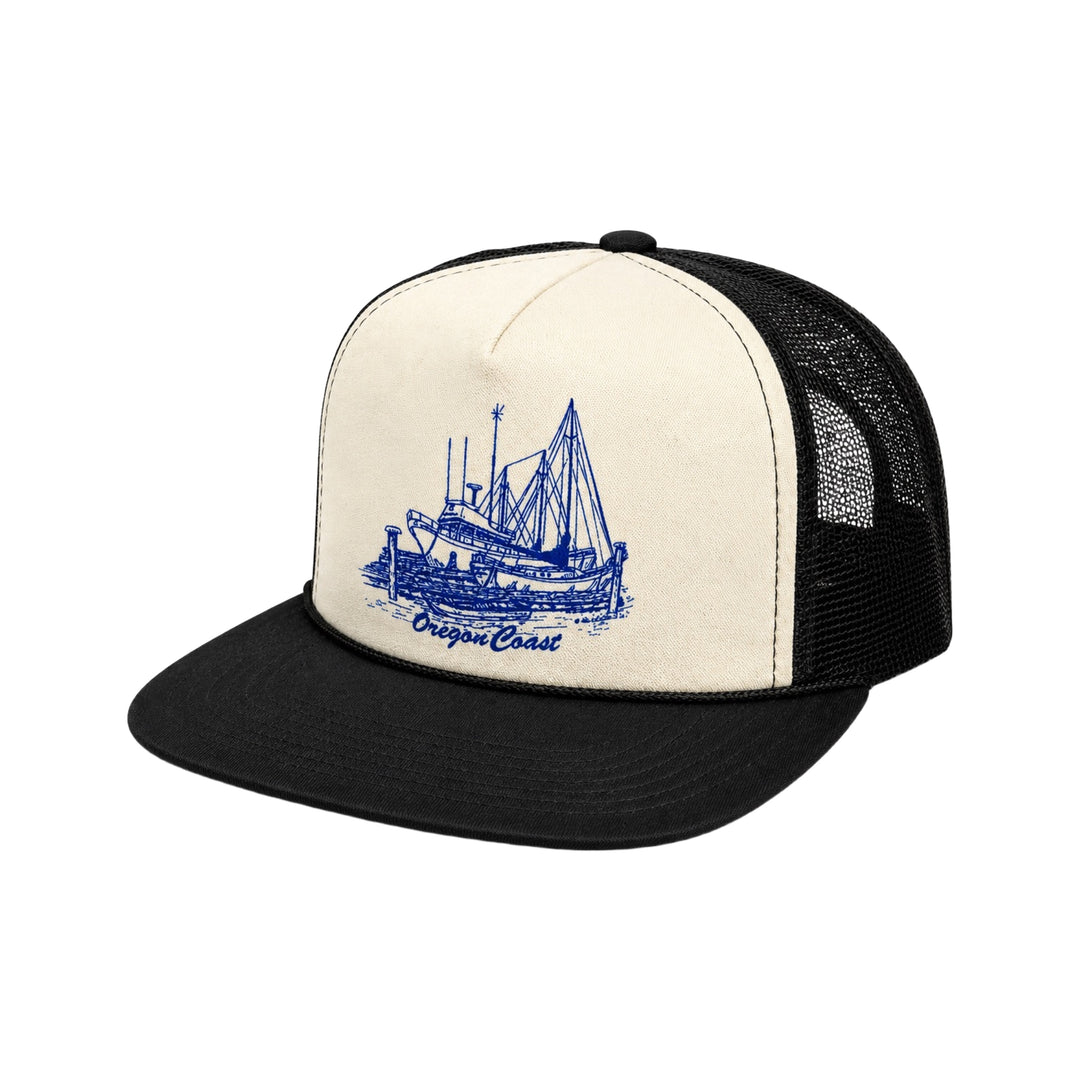 1980’S OREGON COAST WHITE FOAM & BLACK MESH TRUCKER HAT