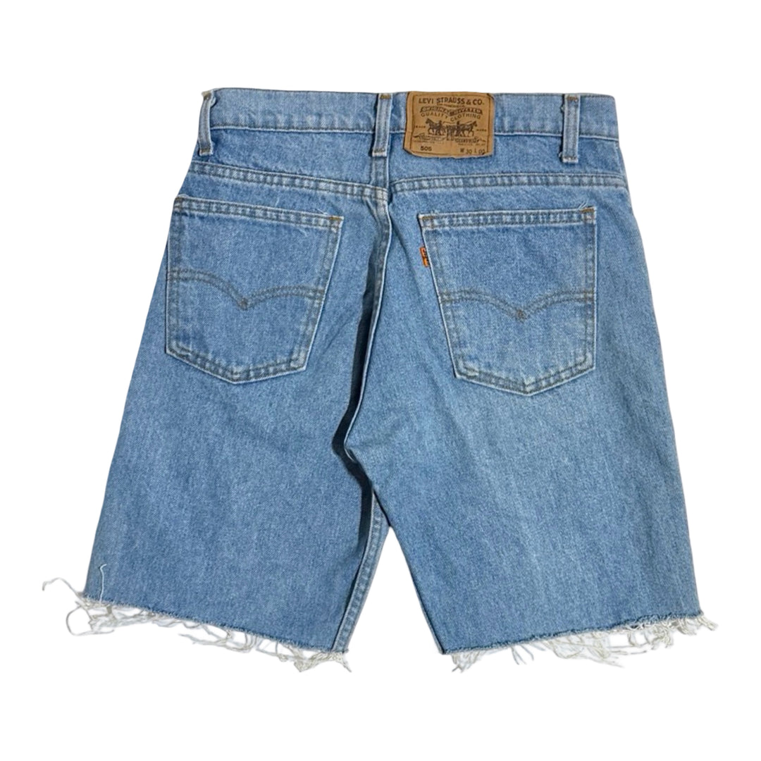 1980’S LEVI’S 505 ORANGE TAB MADE IN USA LIGHT WASH 8.5” DENIM CUT OFF SHORTS 30